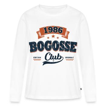 Cadeau 40 Ans Homme 1986 – Bogosse Club - T-shirt manches longues Premium bio Femme - blanc - Devant - Julia (174cm)