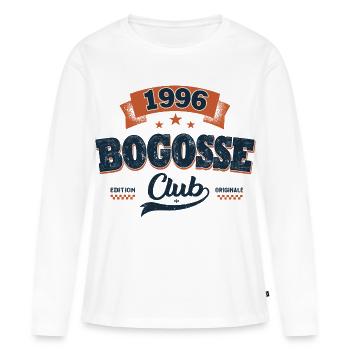Cadeau 30 Ans Homme 1996 – Bogosse Club - T-shirt manches longues Premium bio Femme - blanc - Devant - Julia (174cm)