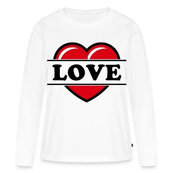 Cœur / Cœur / Amour (Noir 2C) - T-shirt manches longues Premium bio Femme - blanc - Devant - Julia (174cm)