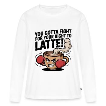 Battez-vous pour votre droit au latte – Boxing coffee cup - T-shirt manches longues Premium bio Femme - blanc - Devant - Julia (174cm)