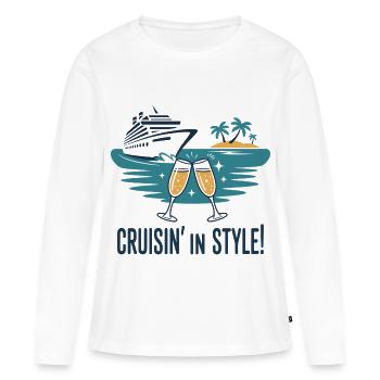 Croisin' in Style – Vacances de croisière de luxe - T-shirt manches longues Premium bio Femme - blanc - Devant - Julia (174cm)