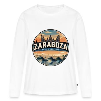 Insigne rétro de la Basilica du Pilar de Saragosse - T-shirt manches longues Premium bio Femme - blanc - Devant - Julia (174cm)