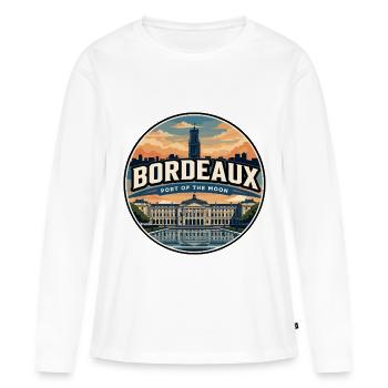 Emblème rétro Bordeaux Place de la Bourse - T-shirt manches longues Premium bio Femme - blanc - Devant - Julia (174cm)