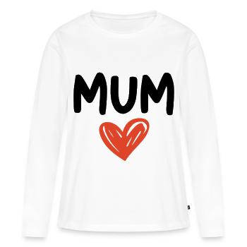 Cœur dessiné à la main – Je t’aime Maman - T-shirt manches longues Premium bio Femme - blanc - Devant - Julia (174cm)