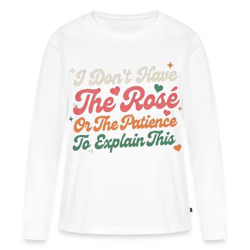 Je n’ai ni la rose ni la patience - T-shirt manches longues Premium bio Femme - blanc - Devant - Julia (174cm)