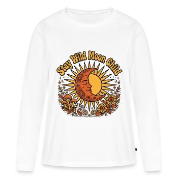 Stay Wild Moon Child Bohème Maillot Soleil de la Lune Femme - T-shirt manches longues Premium bio Femme - blanc - Devant - Julia (174cm)