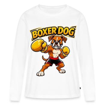 Design drôle de chien boxeur boxeur (design original) - T-shirt manches longues Premium bio Femme - blanc - Devant - Julia (174cm)