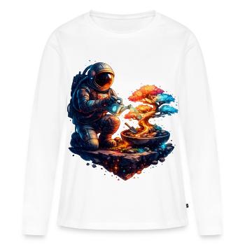 Bonsaï Jardinier Cosmique - T-shirt manches longues Premium bio Femme - blanc - Devant - Julia (174cm)