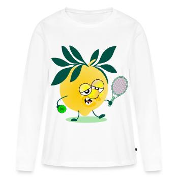 Tennis Citron pour enfants - T-shirt manches longues Premium bio Femme - blanc - Devant - Julia (174cm)