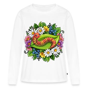 Dessin animé du Mille-Pattes - T-shirt manches longues Premium bio Femme - blanc - Devant - Julia (174cm)