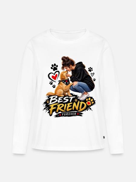 Beste Freundin für immer – Golden Retriever Liebe - Frauen Premium Bio Langarmshirt - Weiß