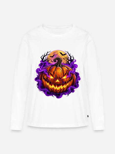 Lila Nebel-Kürbis - Frauen Premium Bio Langarmshirt - Weiß