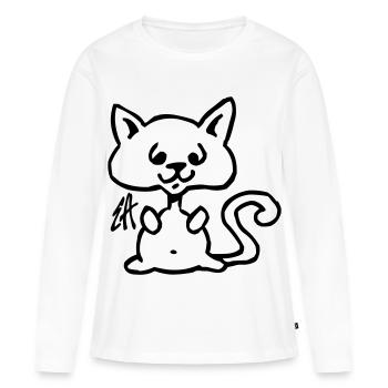 Chat - T-shirt manches longues Premium bio Femme - blanc - Devant - Julia (174cm)