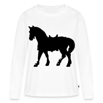 Cheval - T-shirt manches longues Premium bio Femme - blanc - Devant - Julia (174cm)