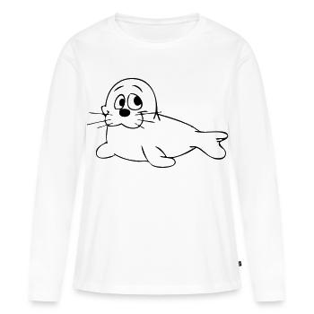 Seehund - Frauen Premium Bio Langarmshirt - Weiß - Vorne - Julia (174cm)