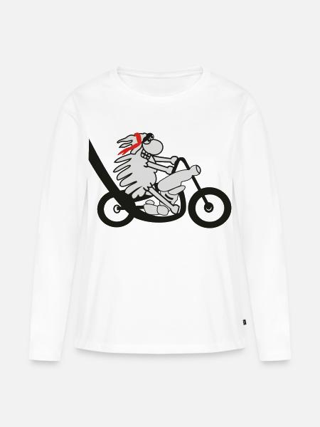 Motorradfahrer Schaf - Frauen Premium Bio Langarmshirt - Weiß