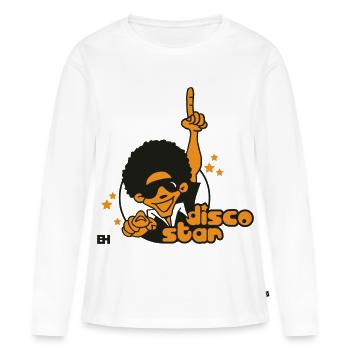 Disco Star - T-shirt manches longues Premium bio Femme - blanc - Devant - Julia (174cm)