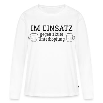 Im Einsatz gegen akute Unterhopfung - Frauen Premium Bio Langarmshirt - Weiß - Vorne - Julia (174cm)