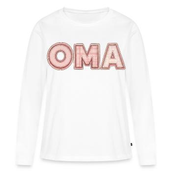 Oma Retro Schriftzug Geschenk Idee Patchwork - Frauen Premium Bio Langarmshirt - Weiß - Vorne - Julia (174cm)