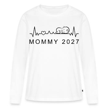 Mommy 2027 Baby Heartbeat Pregnancy Announcement - Women's Premium Organic Long Sleeve Shirt - white - Front - Julia (174cm)