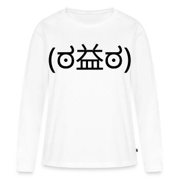 Wütendes Emote (ಠ益ಠ) Angry Disapproval - Frauen Premium Bio Langarmshirt - Weiß - Vorne - Julia (174cm)