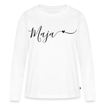 Prénom de Maja Prénom décoratif - T-shirt manches longues Premium bio Femme - blanc - Devant - Julia (174cm)