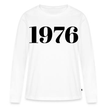 1976 Vintage 1976 Retro 1976 Anniversaire 1976 - T-shirt manches longues Premium bio Femme - blanc - Devant - Julia (174cm)