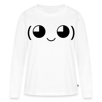 Émoticon kawaii Sourire (◕‿◕) Mignon - T-shirt manches longues Premium bio Femme - blanc - Devant - Julia (174cm)