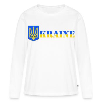 Ukraine - Frauen Premium Bio Langarmshirt - Weiß - Vorne - Julia (174cm)
