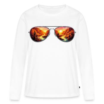 Aviateur du coucher du désert du canyon - T-shirt manches longues Premium bio Femme - blanc - Devant - Julia (174cm)