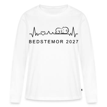 Oma 2027 Herzschlag Schwangerschaft Dänisch - Frauen Premium Bio Langarmshirt - Weiß - Vorne - Julia (174cm)