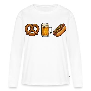 Chope de bière de bretzel Bratwurst Festival folklorique Bratwurst Remplacement des costumes traditionnels - T-shirt manches longues Premium bio Femme - blanc - Devant - Julia (174cm)