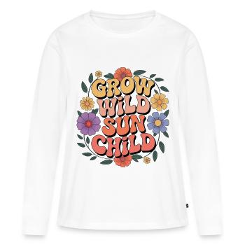 Hippie - T-shirt manches longues Premium bio Femme - blanc - Devant - Julia (174cm)