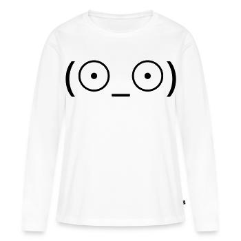 Emote de choc (☉_☉) Kaomoji aux grands yeux - T-shirt manches longues Premium bio Femme - blanc - Devant - Julia (174cm)