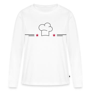 Toque de chef avec étoiles - T-shirt manches longues Premium bio Femme - blanc - Devant - Julia (174cm)