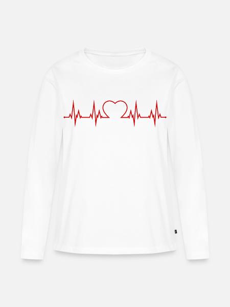 Herzschlag EKG - Frauen Premium Bio Langarmshirt - Weiß