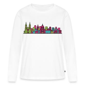 Montpellier Stadtsilhouette Arc de Triomphe Art - Frauen Premium Bio Langarmshirt - Weiß - Vorne - Julia (174cm)