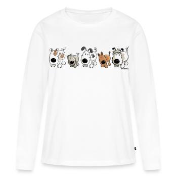Funny Dogs - Hund - Hunde - Cartoon - Frauen Premium Bio Langarmshirt - Weiß - Vorne - Julia (174cm)