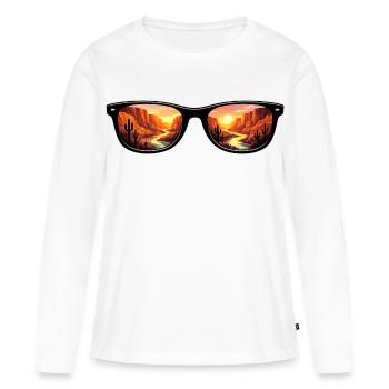 Lunettes de soleil Couchant du Désert - T-shirt manches longues Premium bio Femme - blanc - Devant - Julia (174cm)