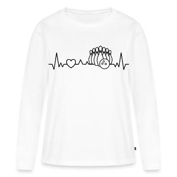 Bowling Skittles Heartbeat pour le club Skittles - T-shirt manches longues Premium bio Femme - blanc - Devant - Julia (174cm)