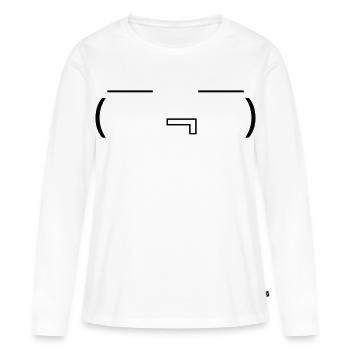 Hungry Emote ( ̄『 ̄) Drooling Kaomoji - Women's Premium Organic Long Sleeve Shirt - white - Front - Julia (174cm)