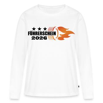 Driver's license passed 2026 - Driver's license - Women's Premium Organic Long Sleeve Shirt - white - Front - Julia (174cm)