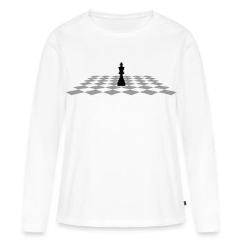 Roi d’échecs sur l’échiquier - T-shirt manches longues Premium bio Femme - blanc - Devant - Julia (174cm)