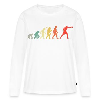 Retro Boxen Evolution Grafik Männer Jungs Boxsport - Frauen Premium Bio Langarmshirt - Weiß - Vorne - Julia (174cm)