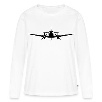 Dessin d’avion à réaction - T-shirt manches longues Premium bio Femme - blanc - Devant - Julia (174cm)