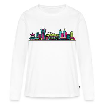 Industrie de la Skyline de la ville de Kawasak Art moderne - T-shirt manches longues Premium bio Femme - blanc - Devant - Julia (174cm)