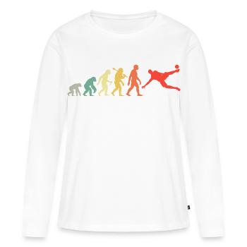 Retro Fußballer Evolution Fußballsport für Männer - Frauen Premium Bio Langarmshirt - Weiß - Vorne - Julia (174cm)