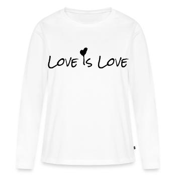 L’amour est l’amour - Déclaration pour la diversité et l’amour - T-shirt manches longues Premium bio Femme - blanc - Devant - Julia (174cm)