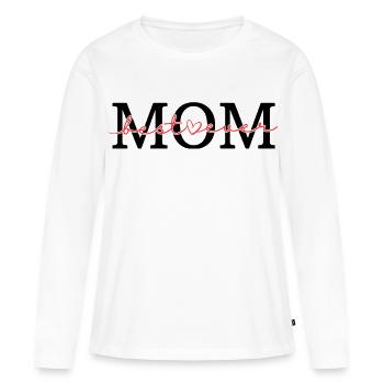 MAMAN, meilleure maman de tous les temps - T-shirt manches longues Premium bio Femme - blanc - Devant - Julia (174cm)