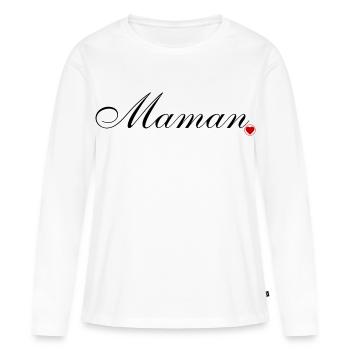 Maman et coeur. Amour pour maman - T-shirt manches longues Premium bio Femme - blanc - Devant - Julia (174cm)